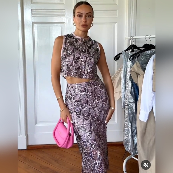 ZARA SEQUIN TOP MULTICOLOR PINK BEIGE NWT XS,L - Picture 2 of 7